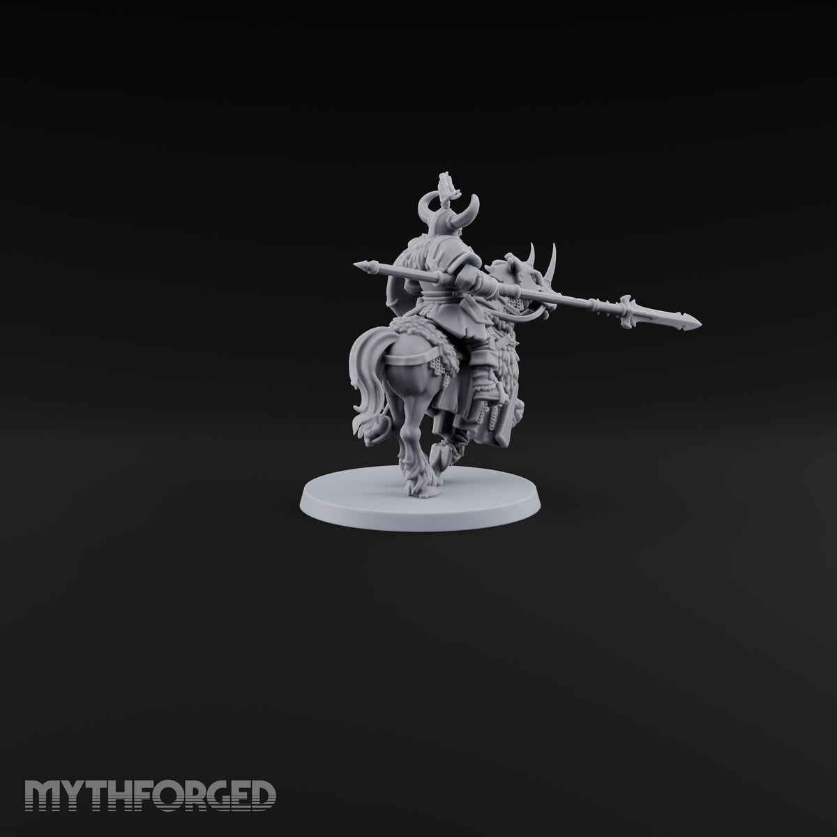 Hooves Thunder, Horns Gleam Human Horned Cavalry Warrior F
