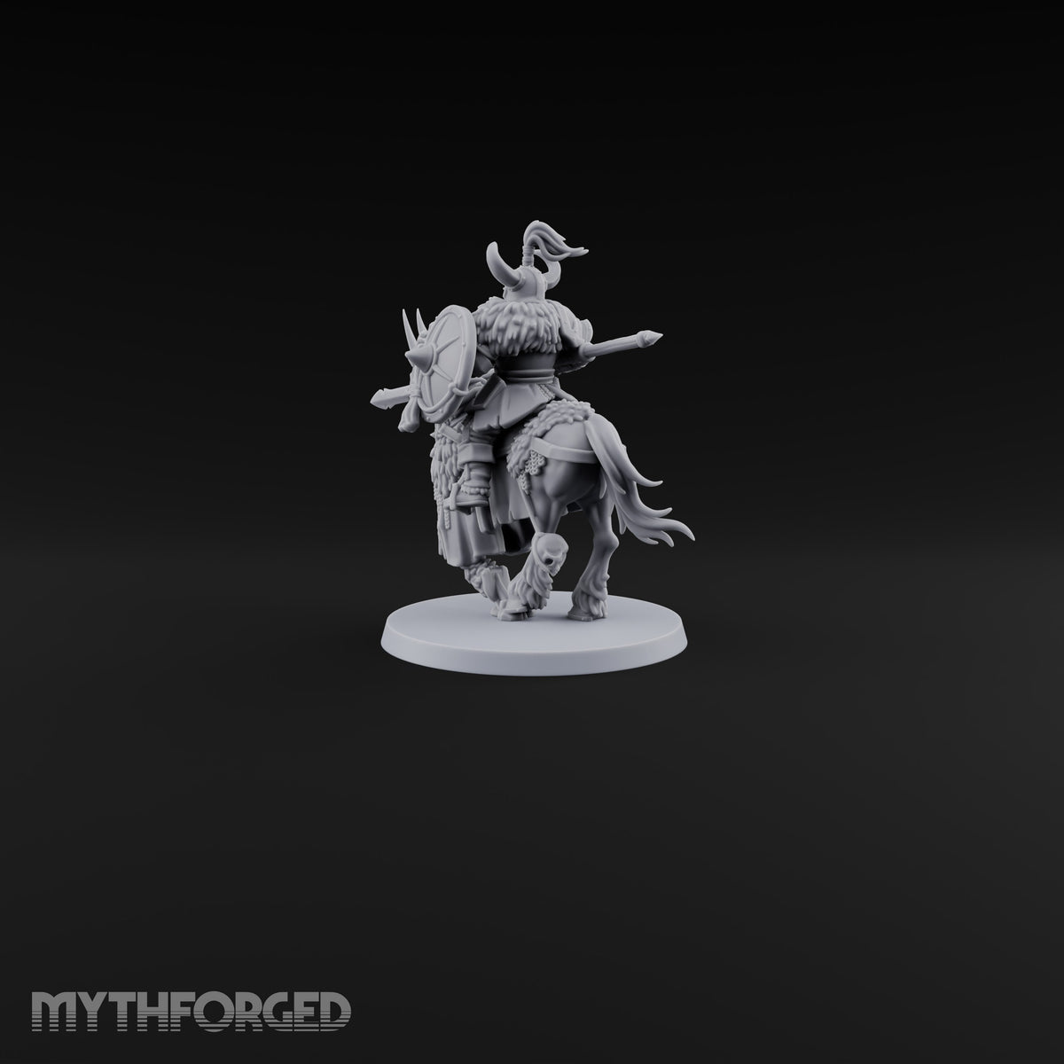 Hooves Thunder, Horns Gleam Human Horned Cavalry Warrior F
