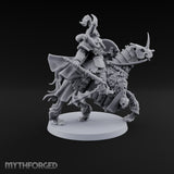 Hooves Thunder, Horns Gleam Human Horned Cavalry Warriors — H