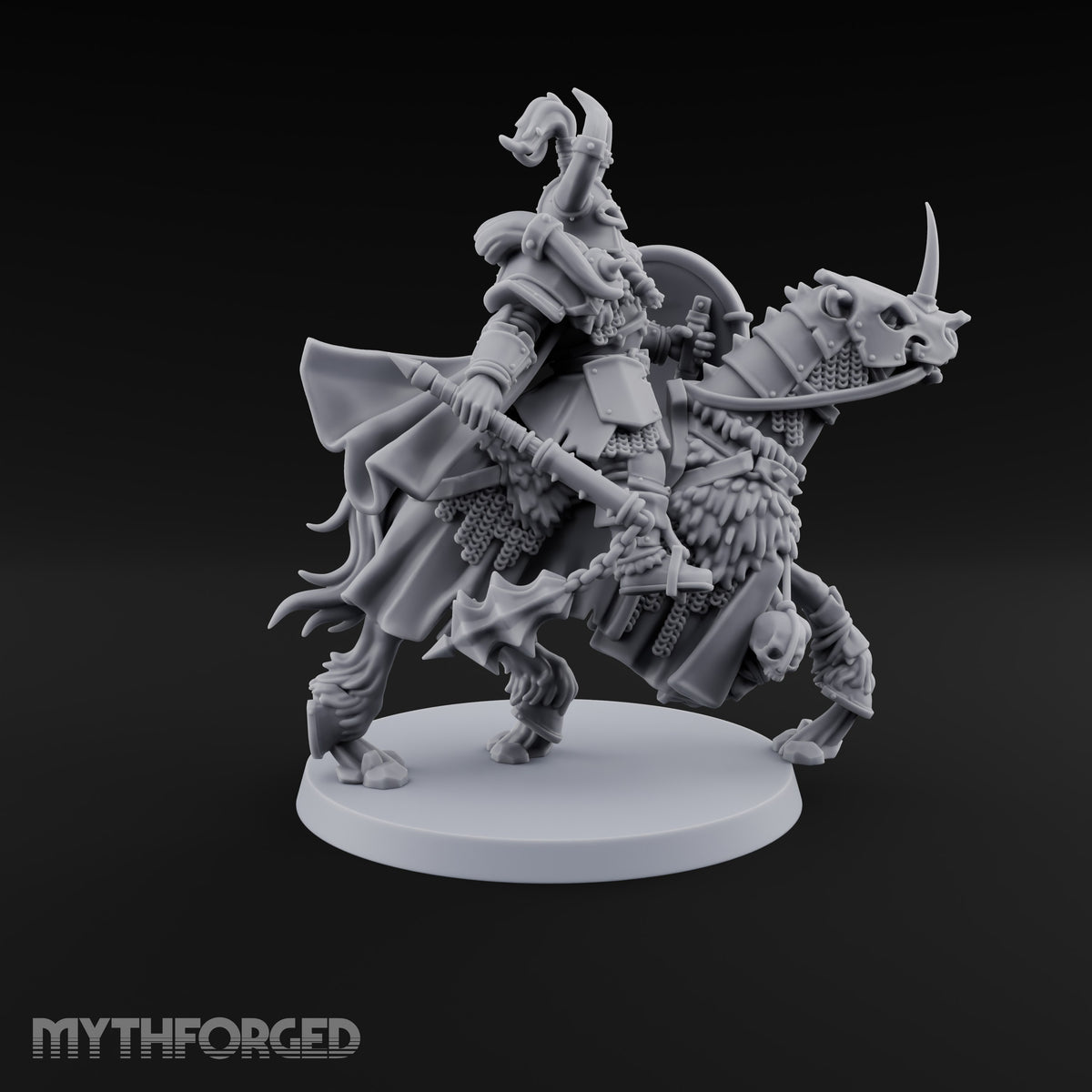Hooves Thunder, Horns Gleam Human Horned Cavalry Warrior H