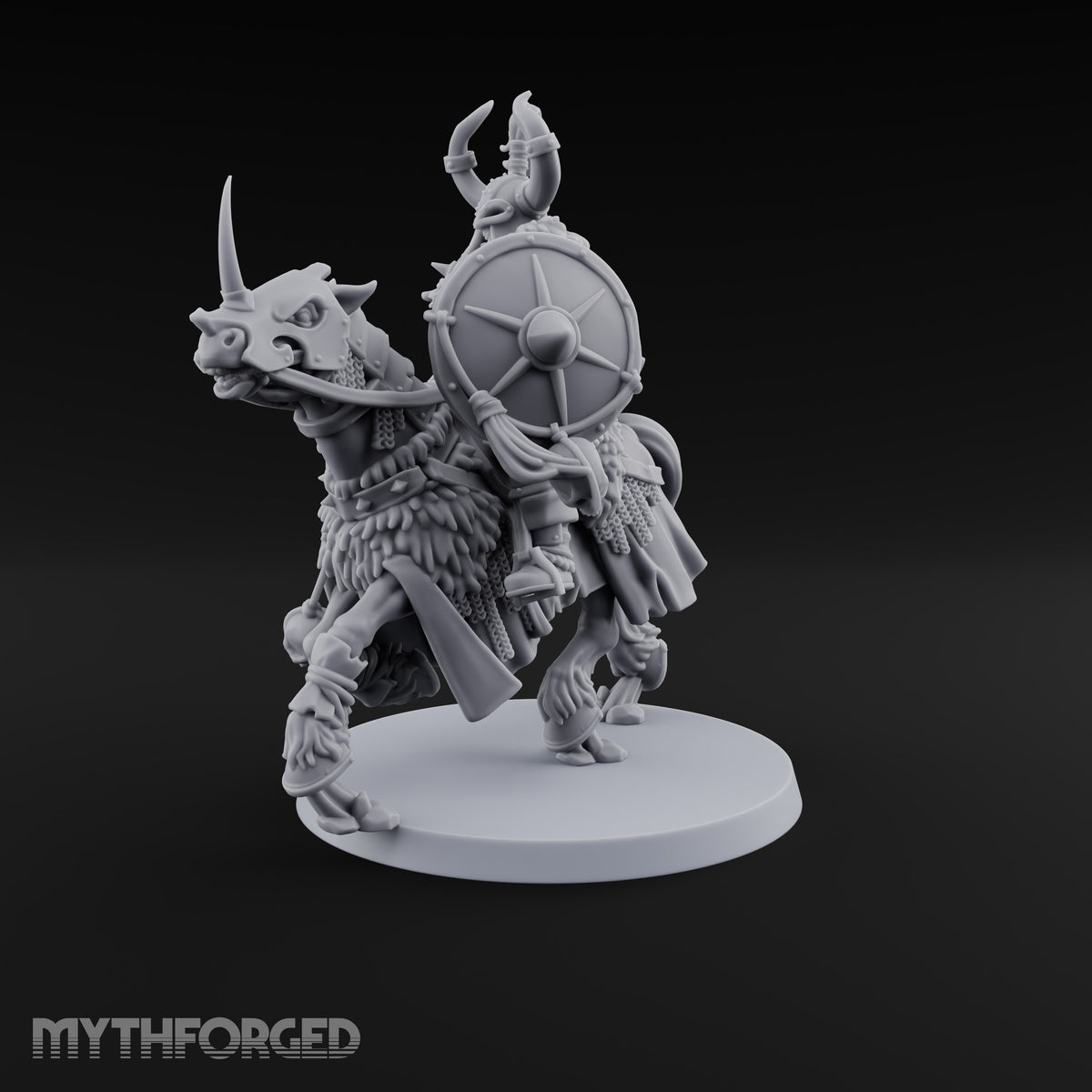 Hooves Thunder, Horns Gleam Human Horned Cavalry Warrior H