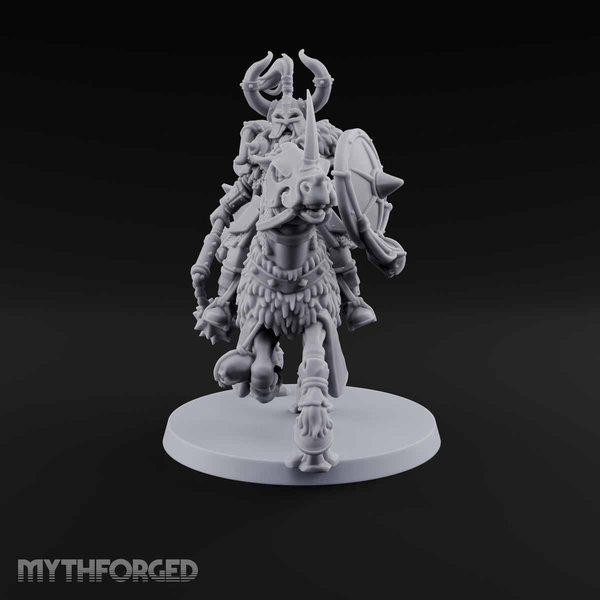 Hooves Thunder, Horns Gleam Human Horned Cavalry Warrior H