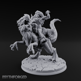 Trunk Raised Triumphant Orc Velociraptor Rider Miniature for Dungeons and Dragons, Pathfinder or other TTRPGs