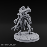 Trunk Raised Triumphant Orc Velociraptor Rider Miniature for Dungeons and Dragons, Pathfinder or other TTRPGs