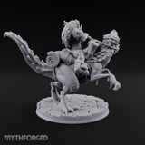 Trunk Raised Triumphant Orc Velociraptor Rider Miniature for Dungeons and Dragons, Pathfinder or other TTRPGs