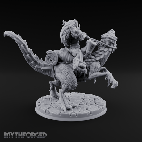 Trunk Raised Triumphant Orc Velociraptor Rider Miniature for Dungeons and Dragons, Pathfinder or other TTRPGs