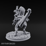 Trunk Raised Triumphant Orc Velociraptor Rider Miniature for Dungeons and Dragons, Pathfinder or other TTRPGs