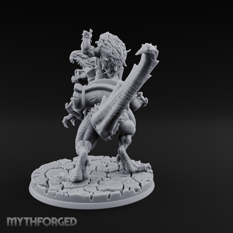 Trunk Raised Triumphant Orc Velociraptor Rider Miniature for Dungeons and Dragons, Pathfinder or other TTRPGs