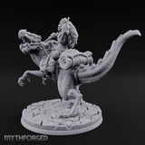 Trunk Raised Triumphant Orc Velociraptor Rider Miniature for Dungeons and Dragons, Pathfinder or other TTRPGs