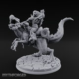 Trunk Raised Triumphant Orc Velociraptor Rider Miniature for Dungeons and Dragons, Pathfinder or other TTRPGs