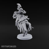 Neck and Neck Vampire Female Lord on Armoured Horse with Bat-Winged Axe