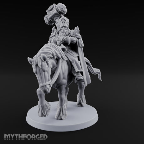 Hammer Hoisting Riding Commander Miniature for Dungeons and Dragons, Pathfinder or other TTRPGs