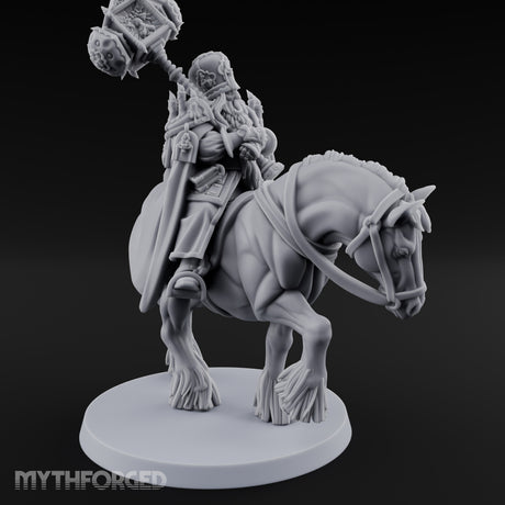 Hammer Hoisting Riding Commander Miniature for Dungeons and Dragons, Pathfinder or other TTRPGs