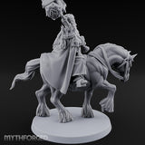 Hammer Hoisting Riding Commander Miniature for Dungeons and Dragons, Pathfinder or other TTRPGs