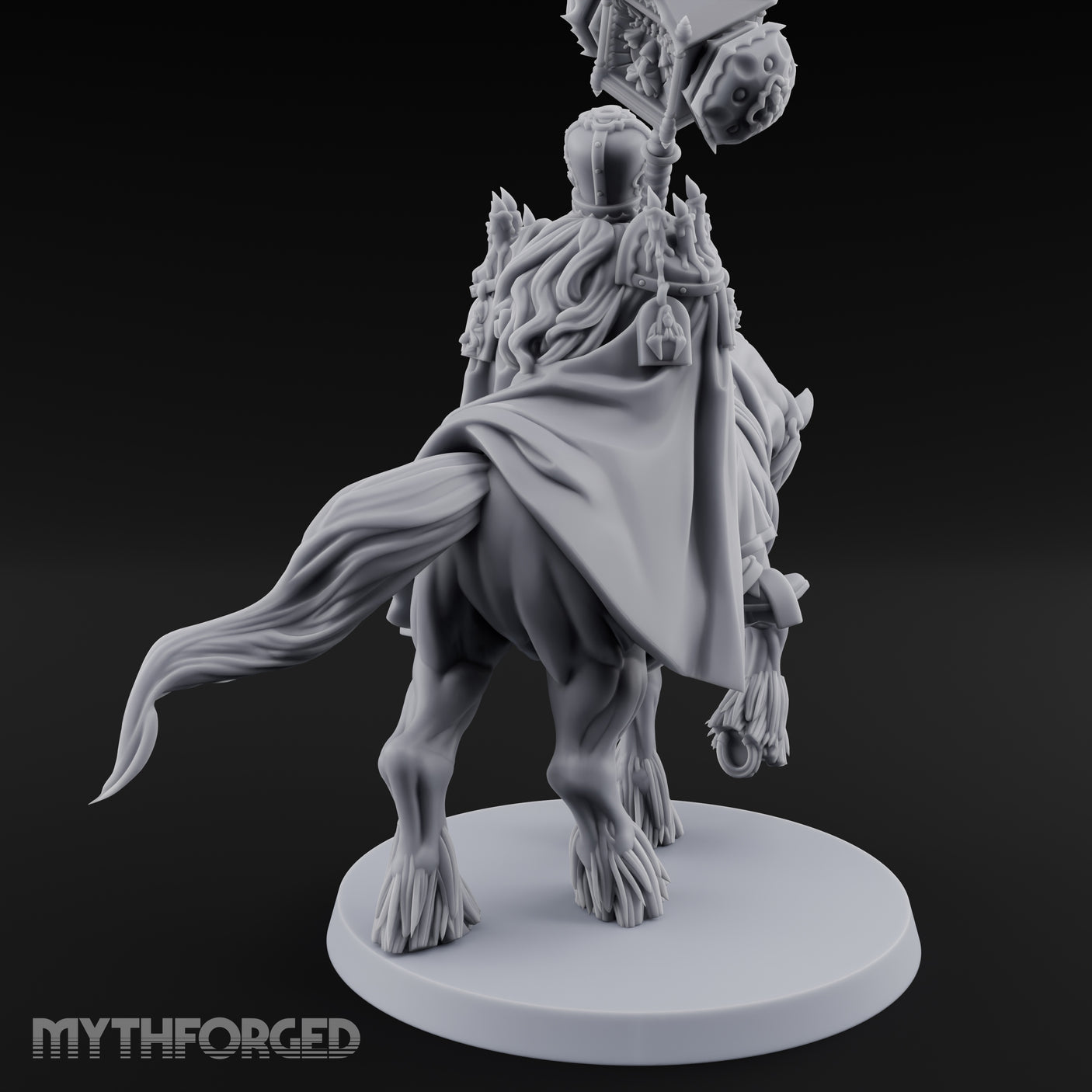 Hammer Hoisting Riding Commander Miniature for Dungeons and Dragons, Pathfinder or other TTRPGs