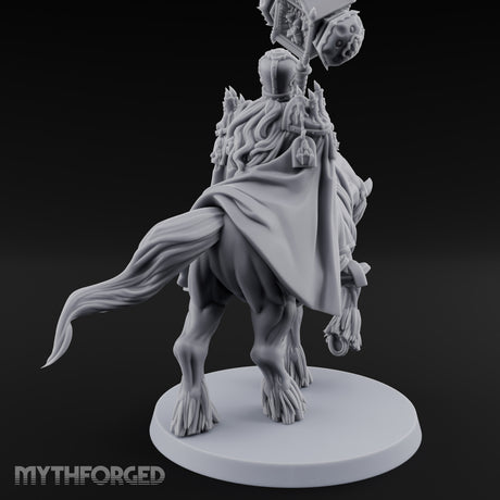 Hammer Hoisting Riding Commander Miniature for Dungeons and Dragons, Pathfinder or other TTRPGs