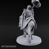 Hammer Hoisting Riding Commander Miniature for Dungeons and Dragons, Pathfinder or other TTRPGs