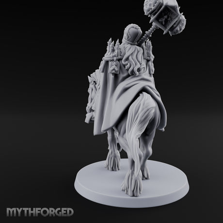 Hammer Hoisting Riding Commander Miniature for Dungeons and Dragons, Pathfinder or other TTRPGs