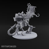 Pale and Unhurried Vampire Lord with Banner and Skull Spirits on Skeletal Mount — Banner