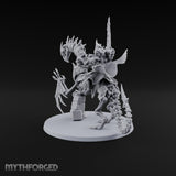 Pale and Unhurried Vampire Lord with Banner and Skull Spirits on Skeletal Mount — Banner