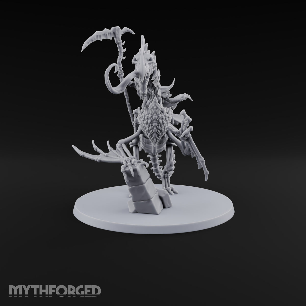 Pale and Unhurried Vampire Lord with Banner and Skull Spirits on Skeletal Mount — Scythe