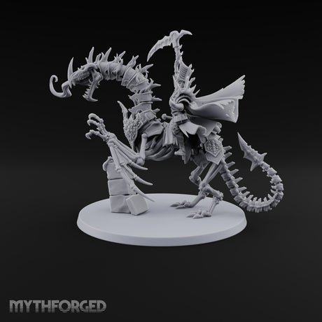 Pale and Unhurried Vampire Lord with Banner and Skull Spirits on Skeletal Mount — Scythe