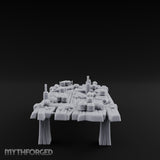 Mug-Crowded Cloth-Skirted Tavern Leftovers Table Miniature for Dungeons and Dragons, Pathfinder or other TTRPGs