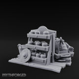 Mug-Stocked Basket-Rimmed Traveling Merchant Stall Scene Miniature for Dungeons and Dragons, Pathfinder or other TTRPGs
