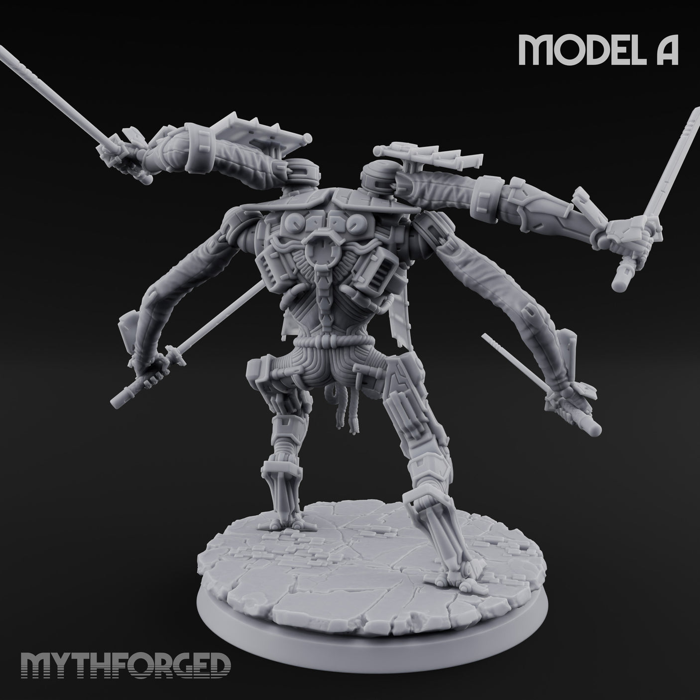 Multi Armed Slashing Automaton Warrior A Miniature for Dungeons and Dragons, Pathfinder or other TTRPGs