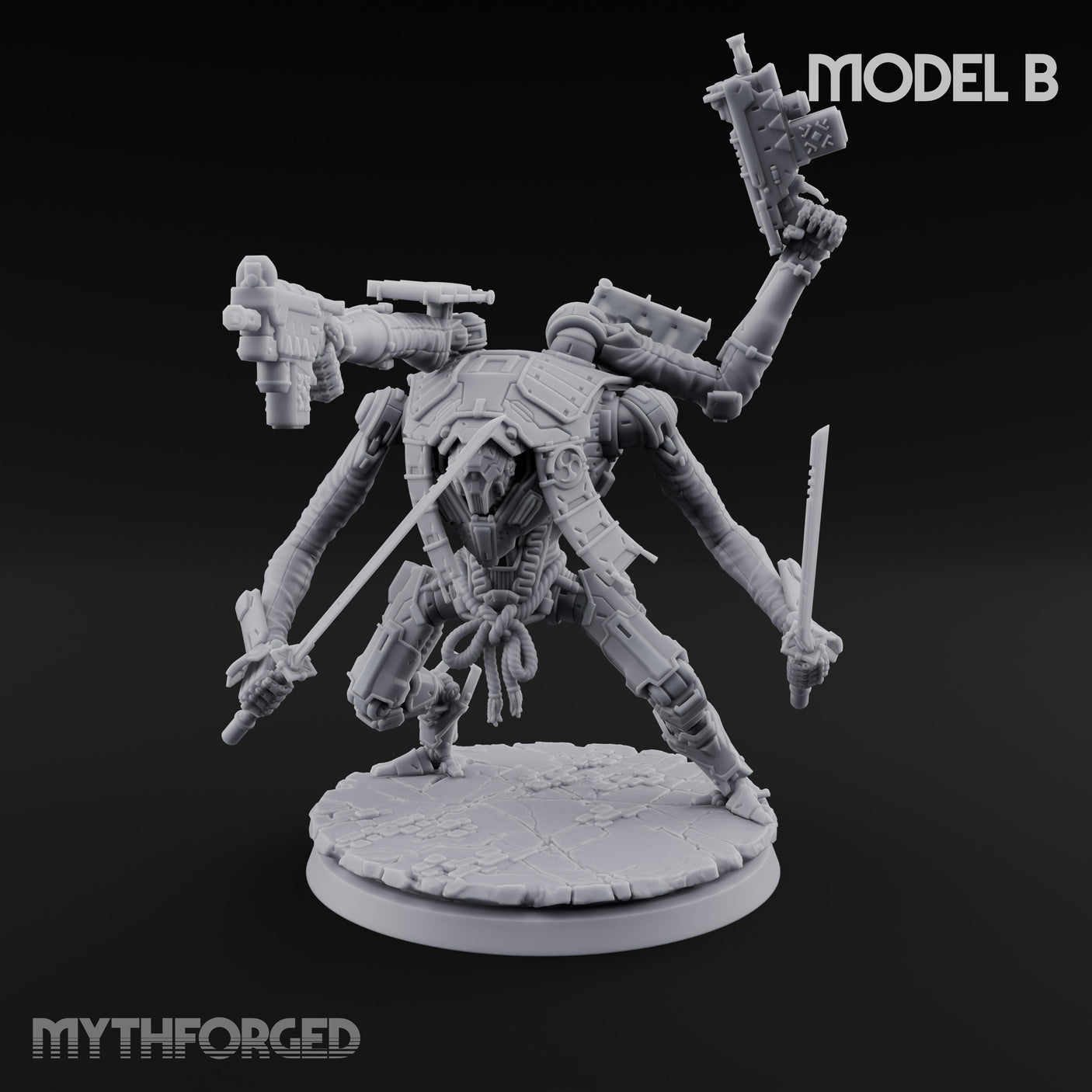 Multi Armed Slashing Automaton Warrior B Miniature for Dungeons and Dragons, Pathfinder or other TTRPGs