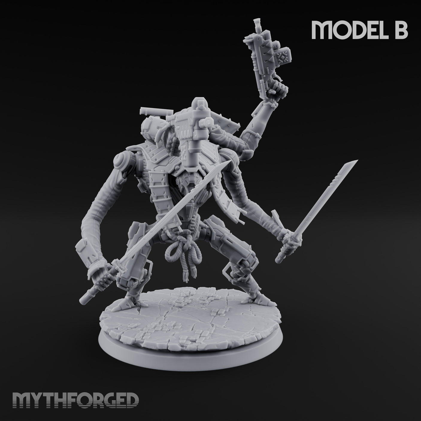 Multi Armed Slashing Automaton Warrior B Miniature for Dungeons and Dragons, Pathfinder or other TTRPGs