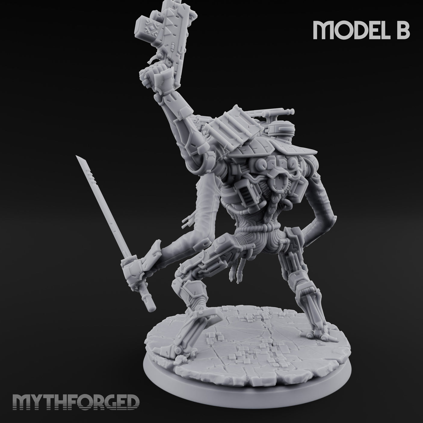 Multi Armed Slashing Automaton Warrior B Miniature for Dungeons and Dragons, Pathfinder or other TTRPGs
