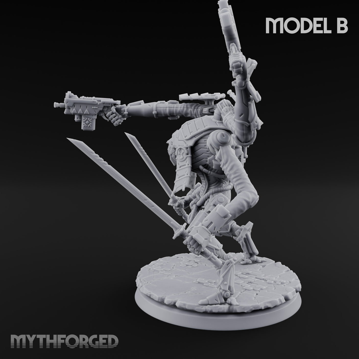 Multi Armed Slashing Automaton Warrior B Miniature for Dungeons and Dragons, Pathfinder or other TTRPGs