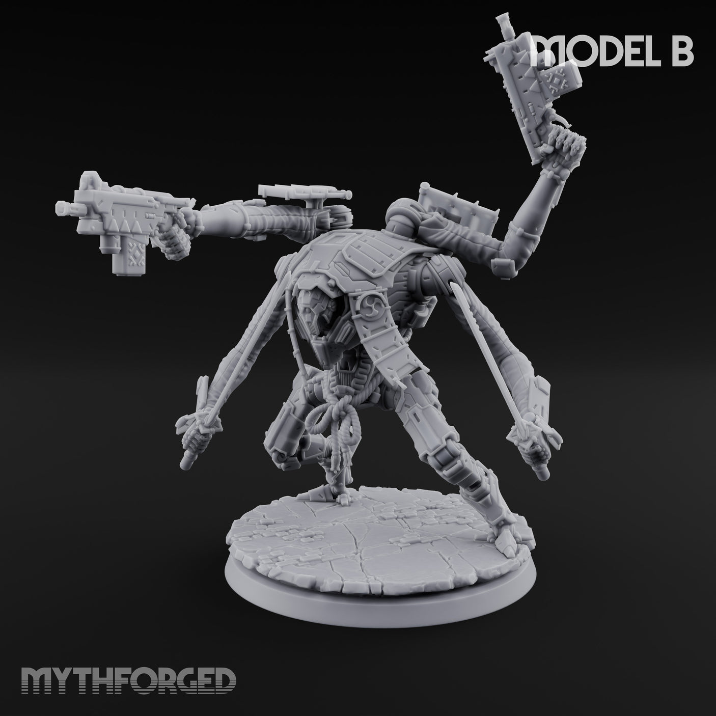 Multi Armed Slashing Automaton Warrior B Miniature for Dungeons and Dragons, Pathfinder or other TTRPGs