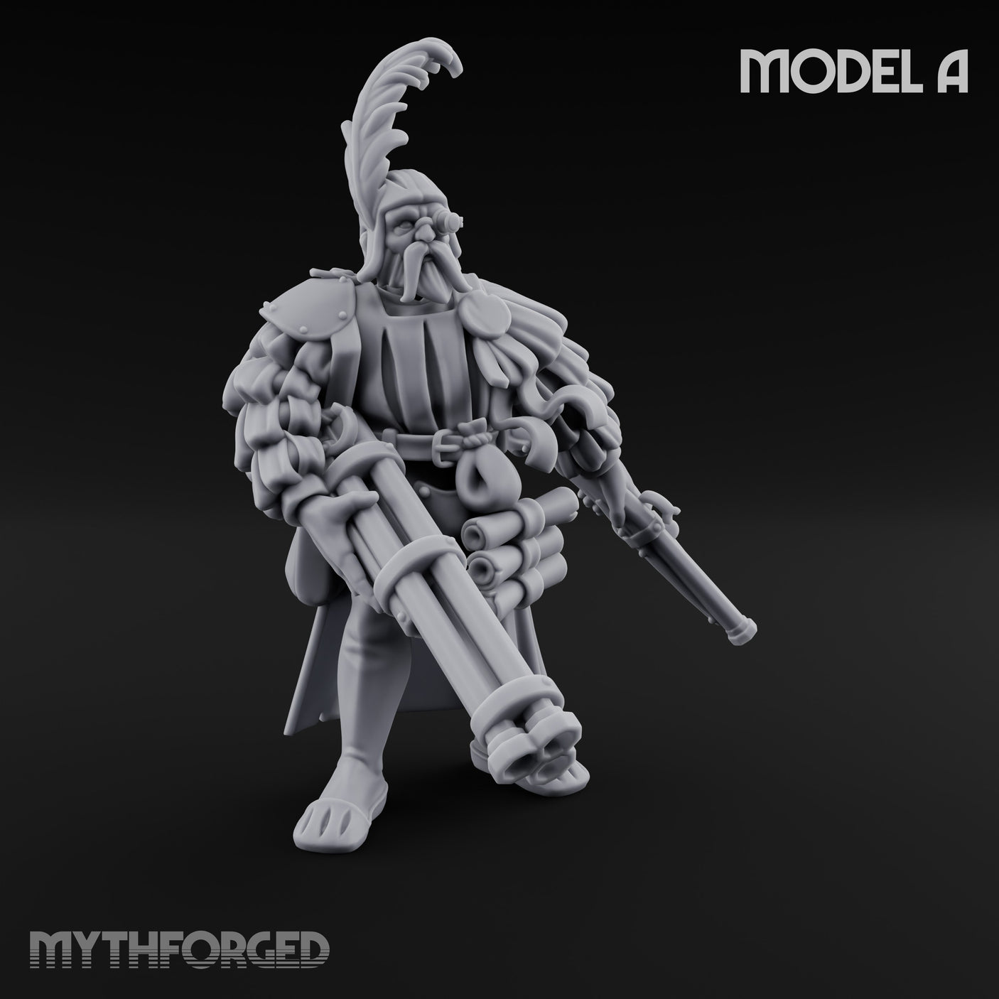 Multi Barrelled Levelling Human Engineer A Miniature for Dungeons and Dragons, Pathfinder or other TTRPGs