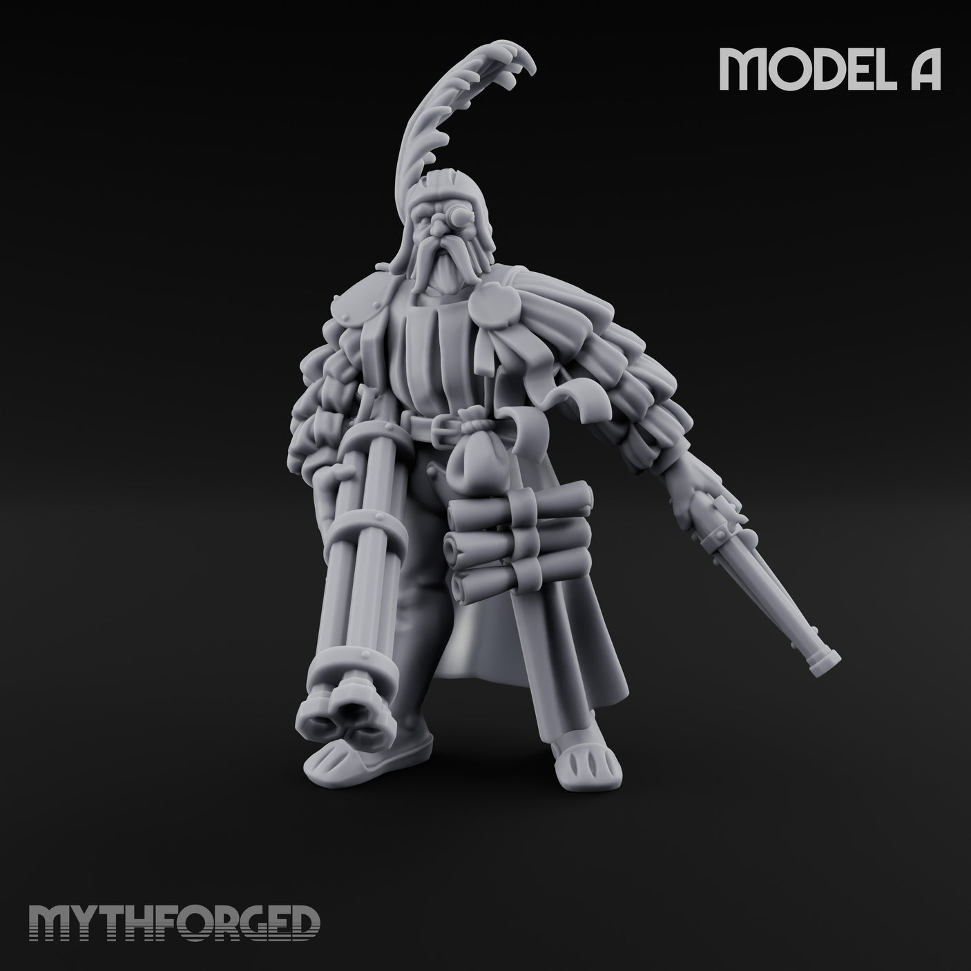 Multi Barrelled Levelling Human Engineer A Miniature for Dungeons and Dragons, Pathfinder or other TTRPGs