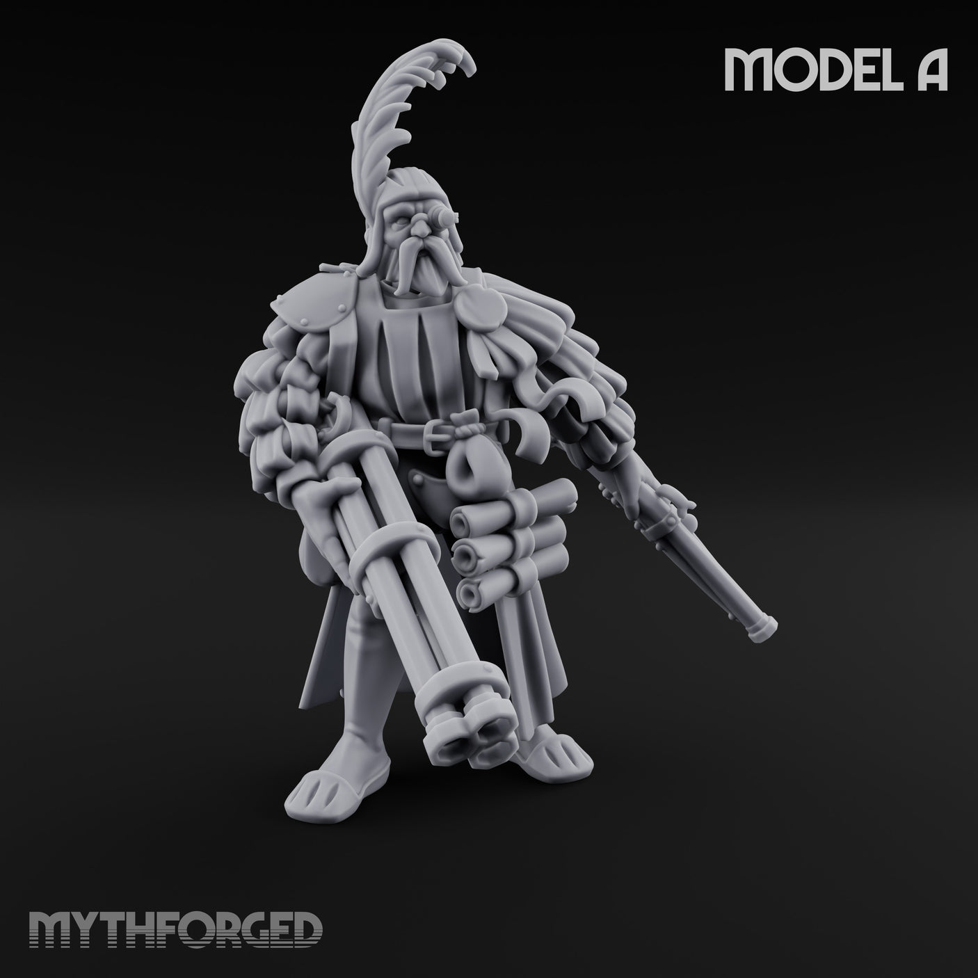 Multi Barrelled Levelling Human Engineer A Miniature for Dungeons and Dragons, Pathfinder or other TTRPGs