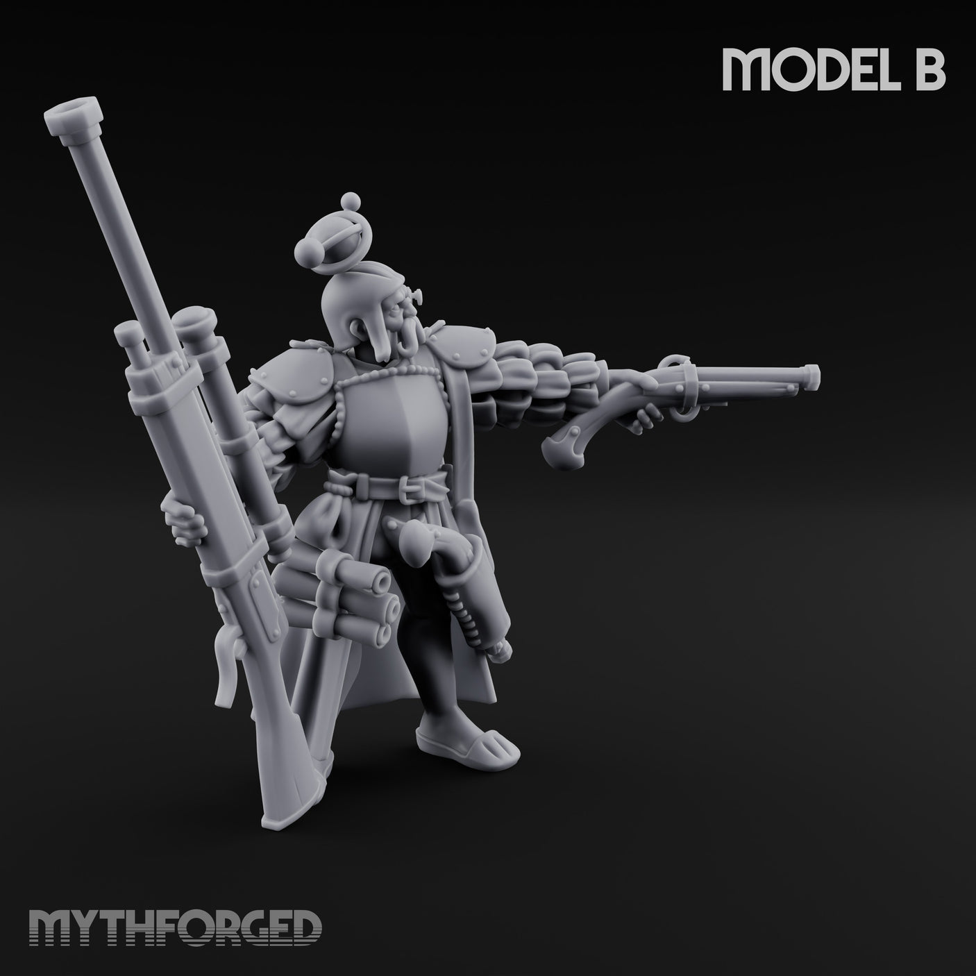 Multi Barrelled Levelling Human Engineer B Miniature for Dungeons and Dragons, Pathfinder or other TTRPGs