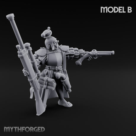 Multi Barrelled Levelling Human Engineer B Miniature for Dungeons and Dragons, Pathfinder or other TTRPGs