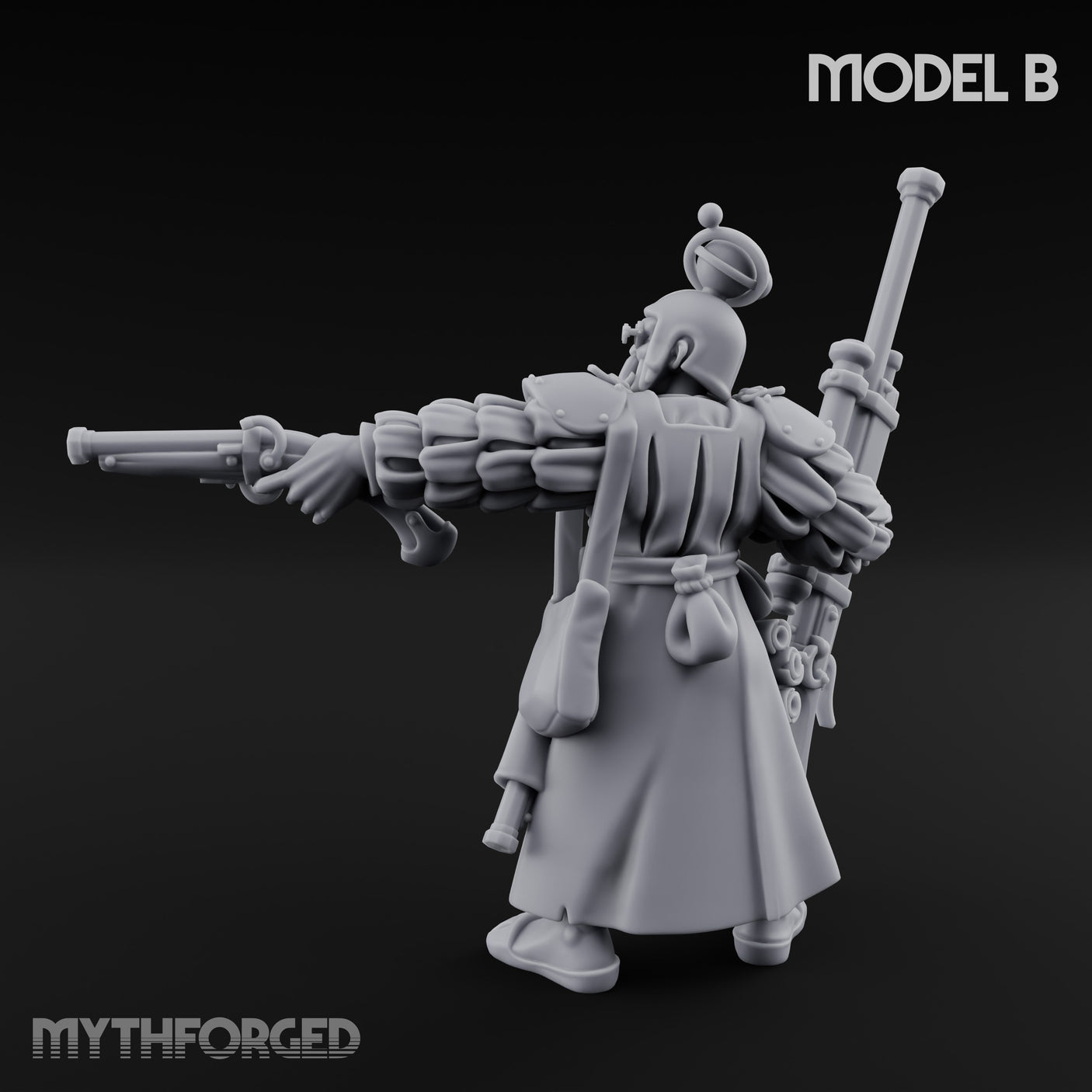 Multi Barrelled Levelling Human Engineer B Miniature for Dungeons and Dragons, Pathfinder or other TTRPGs