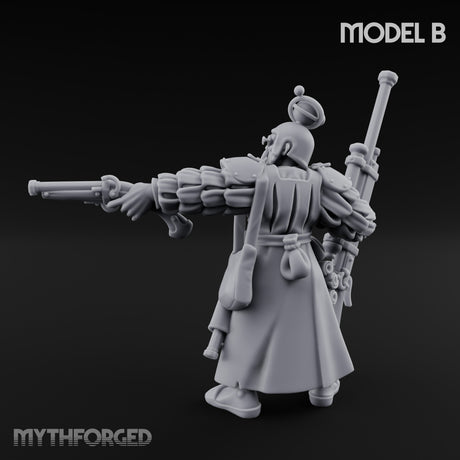 Multi Barrelled Levelling Human Engineer B Miniature for Dungeons and Dragons, Pathfinder or other TTRPGs