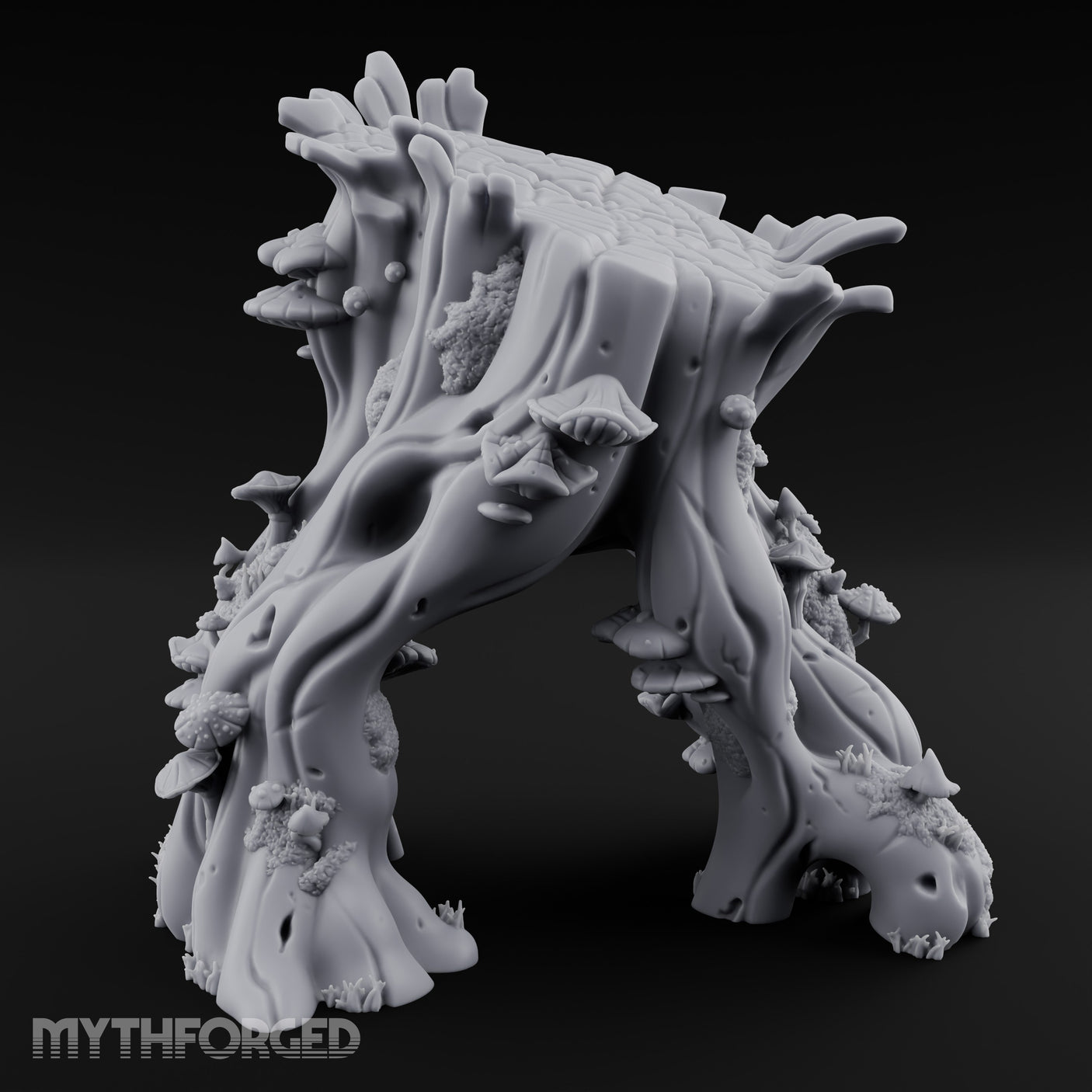Mushroom-Clustered Root-Arched Forest Trunk Archway Miniature for Dungeons and Dragons, Pathfinder or other TTRPGs