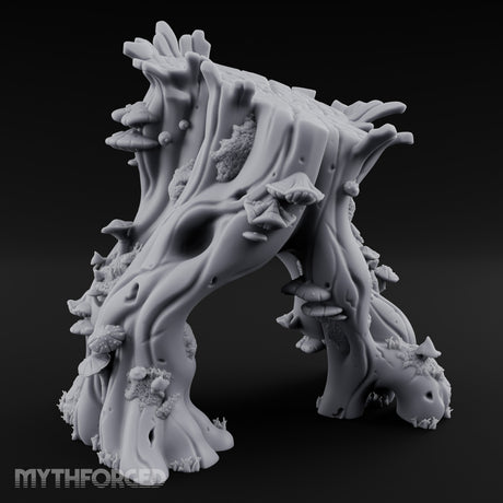 Mushroom-Clustered Root-Arched Forest Trunk Archway Miniature for Dungeons and Dragons, Pathfinder or other TTRPGs