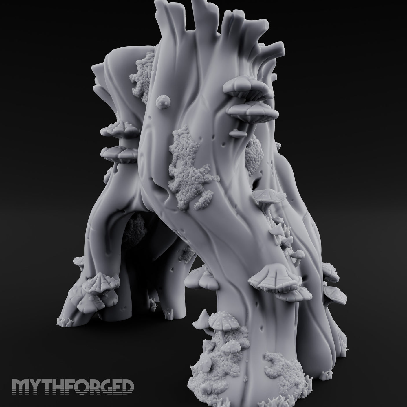 Mushroom-Clustered Root-Arched Forest Trunk Archway Miniature for Dungeons and Dragons, Pathfinder or other TTRPGs