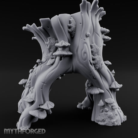 Mushroom-Clustered Root-Arched Forest Trunk Archway Miniature for Dungeons and Dragons, Pathfinder or other TTRPGs
