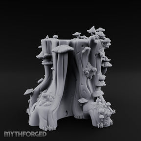 Mushroom-Colonized Groove-Furrowed Forest Stump Trunk Miniature for Dungeons and Dragons, Pathfinder or other TTRPGs