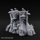 Mushroom-Colonized Groove-Furrowed Forest Stump Trunk Miniature for Dungeons and Dragons, Pathfinder or other TTRPGs