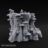 Mushroom-Colonized Groove-Furrowed Forest Stump Trunk Miniature for Dungeons and Dragons, Pathfinder or other TTRPGs