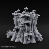 Mushroom-Colonized Groove-Furrowed Forest Stump Trunk Miniature for Dungeons and Dragons, Pathfinder or other TTRPGs