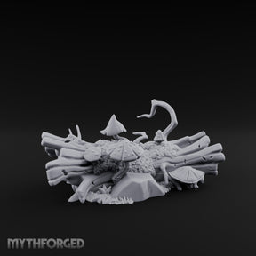 Mushroom-Crowned Bark-Split Fallen Log Scatter Miniature for Dungeons and Dragons, Pathfinder or other TTRPGs